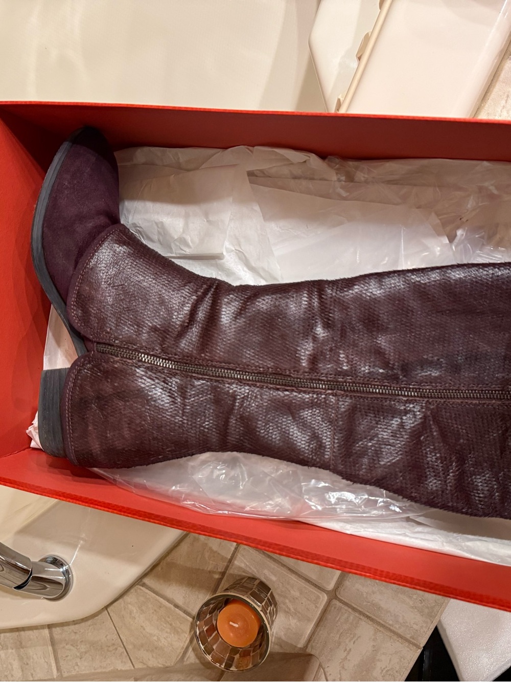Donald J. Pliner Chianti/Burgundy Knee-High Leather Boots - Picture 12 of 13